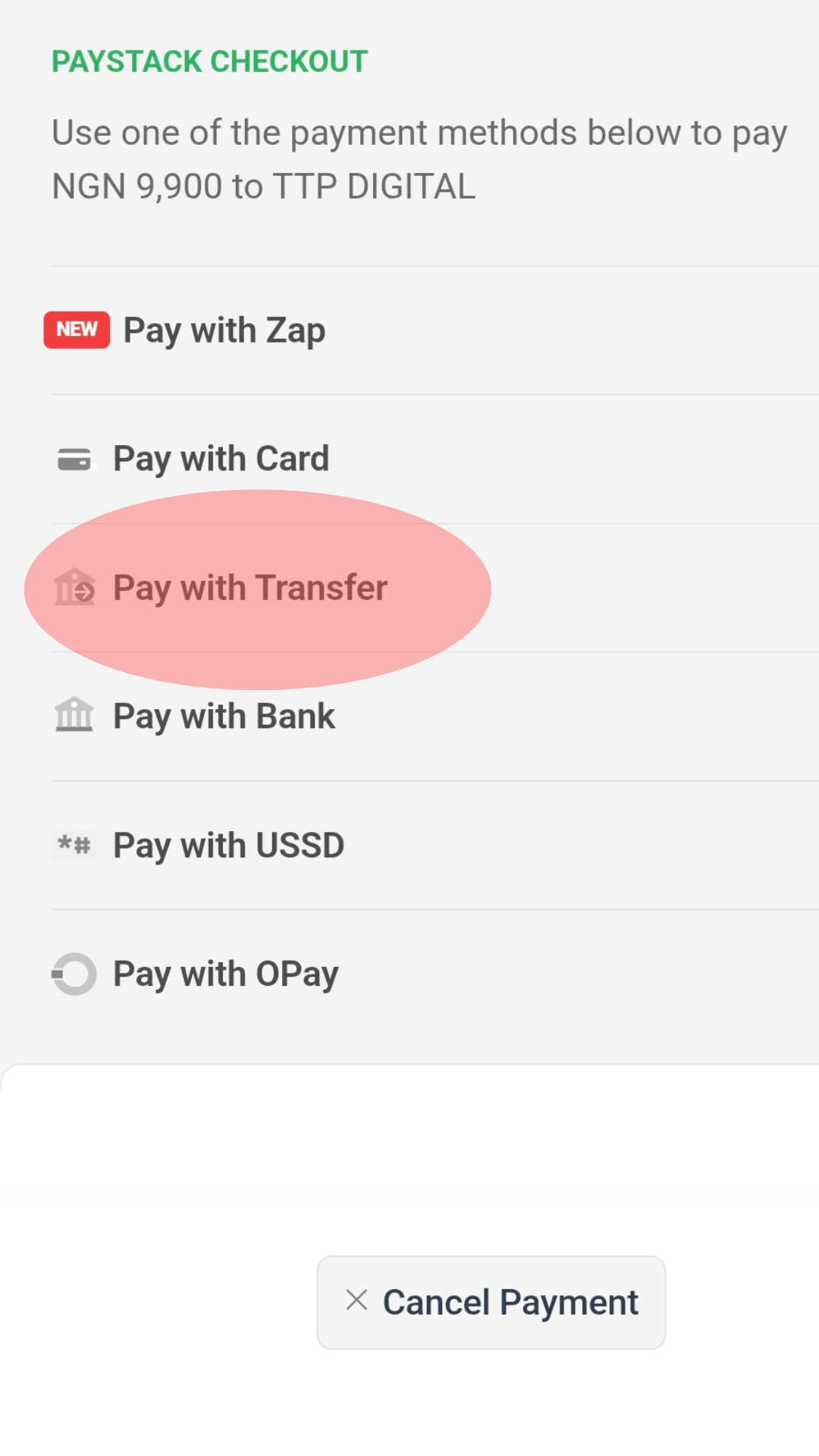Pay With Transfer